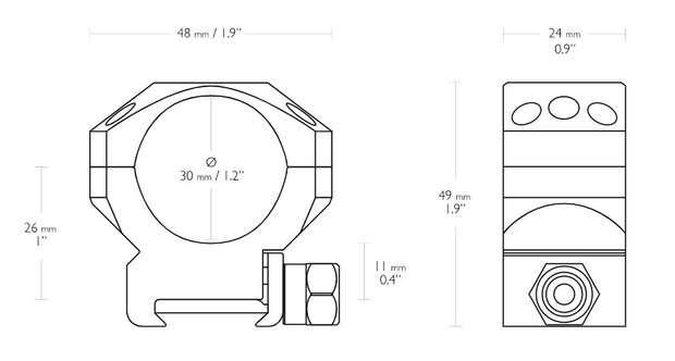 Hawke Tactical 30mm 2-delige Kijkermontage 9-11mm