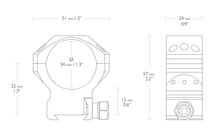 Hawke Tactical 34mm 2-delige Kijkermontage Weaver/Picatinny